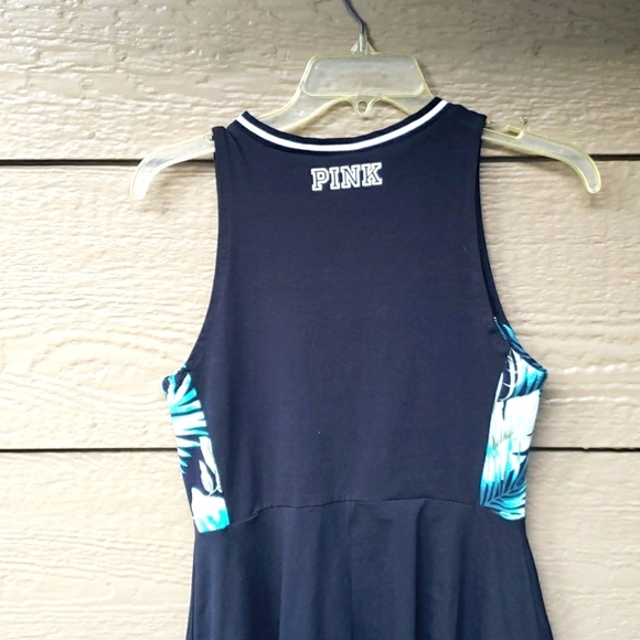 PINK Victorias Secret Skater Dress size M Tropical Palm Print Black Sleeveless - Picture 5 of 6
